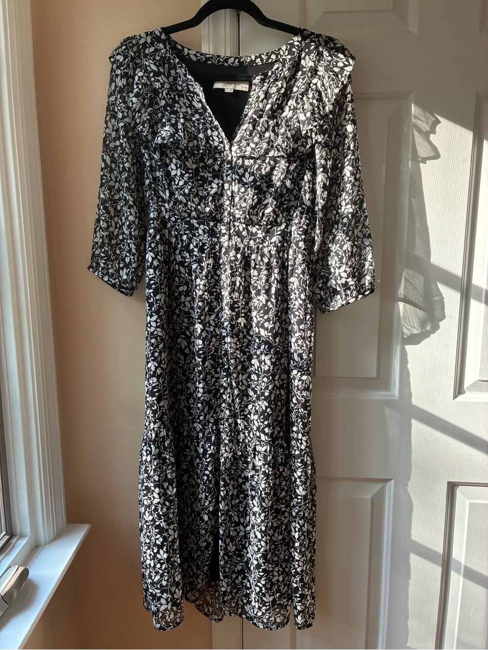 Summer Black and White Floral Midi Dress- loft petite